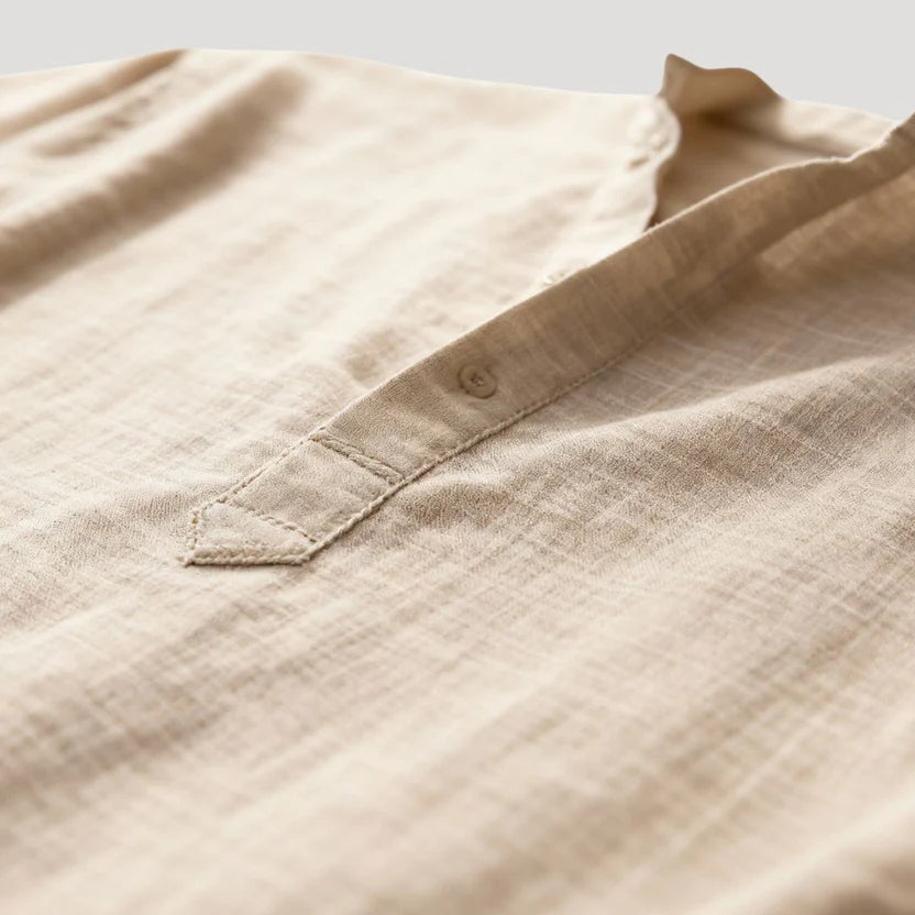 Elias | Långärmad linneskjorta med modern kinakrage