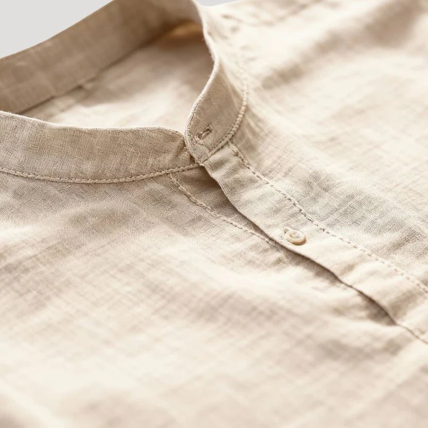 Elias | Långärmad linneskjorta med modern kinakrage