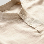 Elias | Långärmad linneskjorta med modern kinakrage