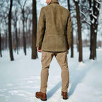 Adrian | Dubbelknäppt kavaj i skinn och mocka